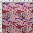 thumbnail image 4 of oneOone Velvet Red Fabric Asian Block Fish Craft Projects Decor Fabric Printed By The Yard 58 Inch Wide, 4 of 4