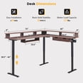 thumbnail image 2 of KeyWhat 75"X60" L Shaped Standing Desk, Electric Height Adjustable Computer Desk with Shelves & Keyboard Tray & LED Strip & Power Outlets, Dark Walnut, 2 of 7