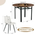 thumbnail image 3 of Hi loPres Dining Table Set for 6, 42" 2-Tier Modern Round Table with Storage Shelf and Brown Wood Grain, 6 White PU Leather Chairs for Dining Room, 3 of 10
