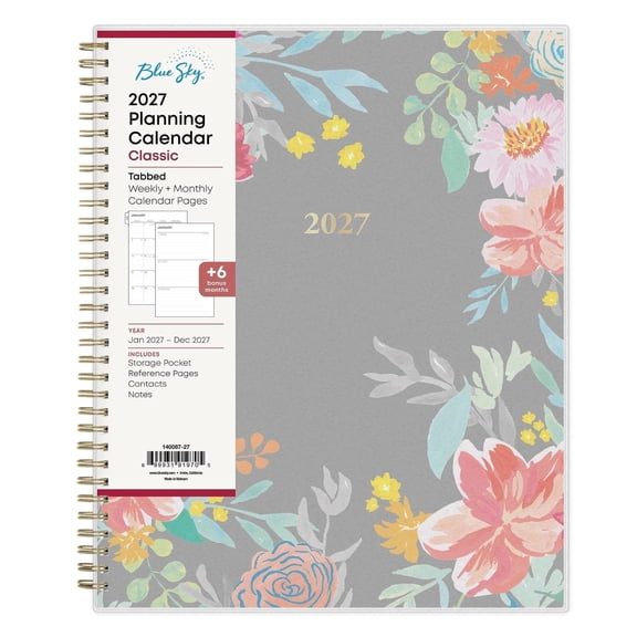 Blue Sky 2027 Weekly and Monthly Planner Calendar, January 2027 - December 2027, 8.5" x 11", Flexible Cover, Laminated Tabs, Durable Twin Wire Binding, Storage Pocket, Sophie