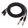 thumbnail image 1 of Cable de audio estéreo con carcasa de aleación de aluminio chapado en oro, mezclador de cables, cable de audio dual RCA a dual de 6,35 mm, adaptador de cable de interconexión de audio estéreo, 1 of 7