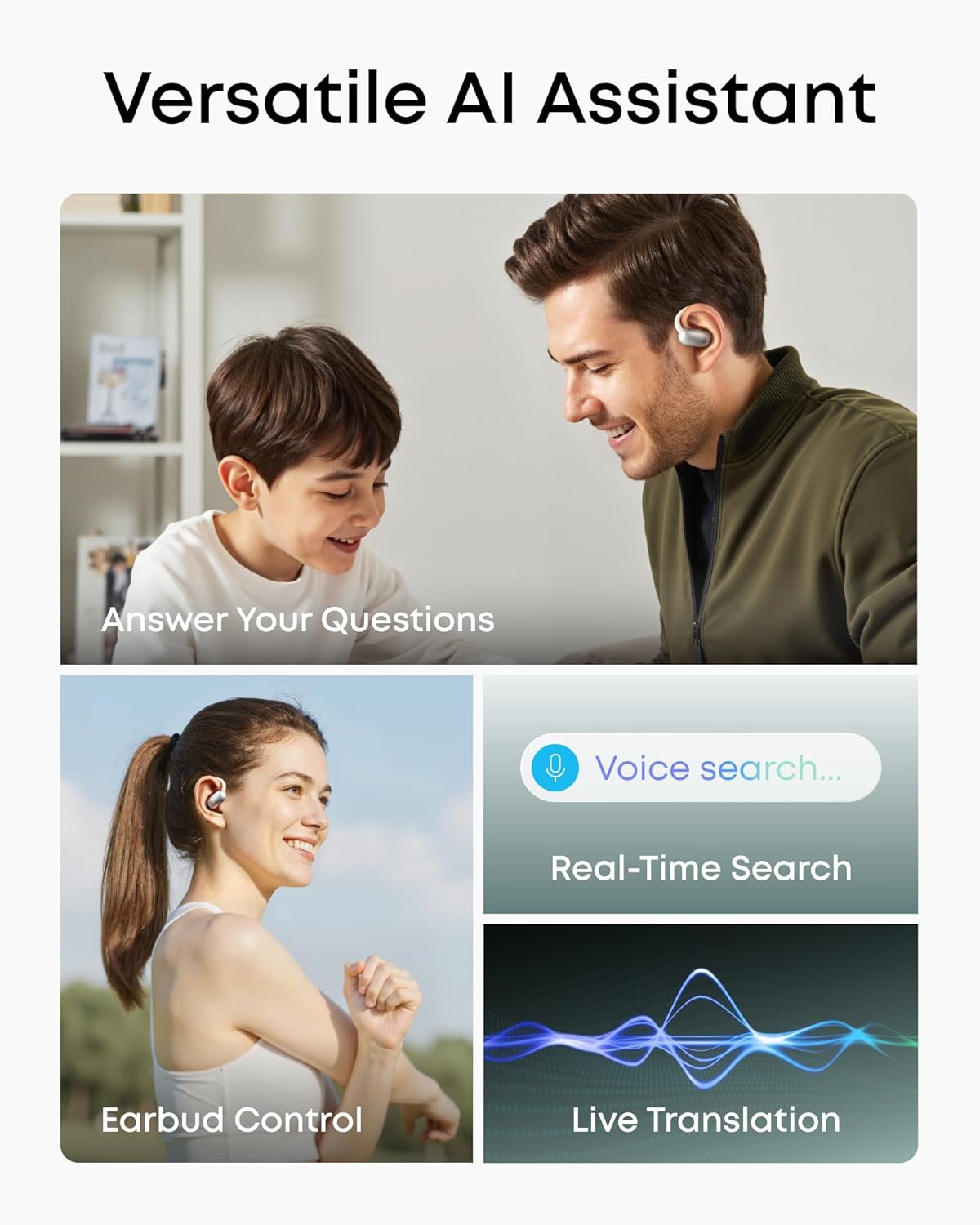Soundcore AeroFit 2 AI Open-Ear Headphones, Pressure-Free Fit, 2X Bass, Real-Time Translation, Hi-Res, 35H Playtime, IP55