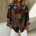 thumbnail image 3 of Uootdi Christmas Plaid Striped Long Sleeve Shirts for Women Cute Christmas V-Neck Button Down Tops Dressy Versatile Classic Loose Fit Tops Gift, 3 of 7