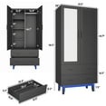 thumbnail image 2 of ChVans 71" Tall Armoire Wardrobe with Mirror & LED Lights , 2 Door Wood Wardrobe Armoire with 2 Drawers & Multi-Layer Shelves and Hanging Rod, Large Capacity Louver Storage Cabinet, Black, 2 of 8