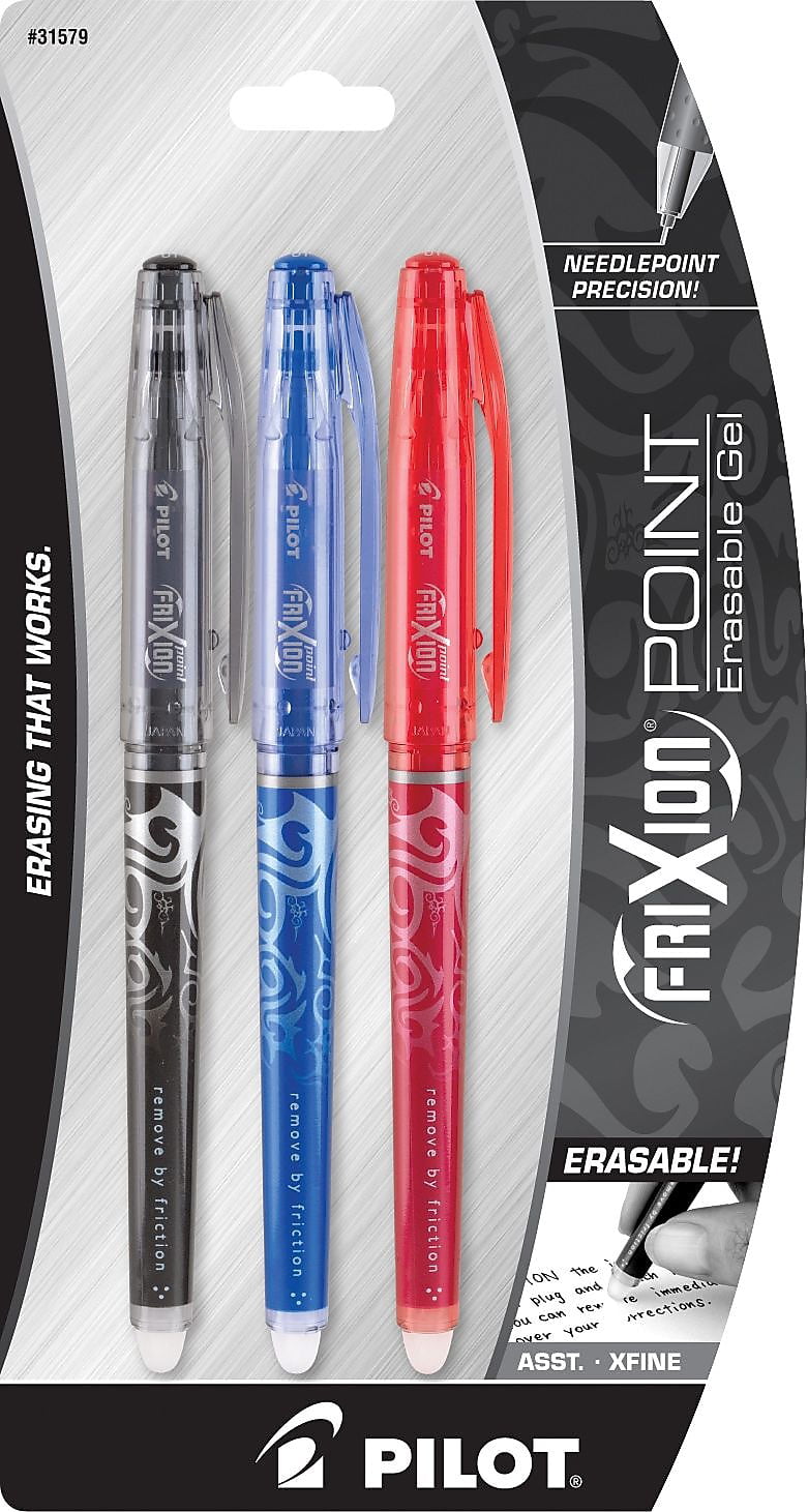 2 X Pilot Frixion soft grip roller 0.7mm Black/blue/Red 6 pens 