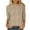 Khaki, variant on Plus Size Tops for Women 3/4 Sleeve Round Neck Knitted Jacquard Solid Color Loose T-Shirt Black 2XL