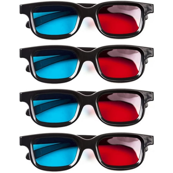 3D Glasses, 4 PCS Red & Blue Dimensional 3D Vision Glasses for TV, Movie, Game