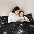 thumbnail image 5 of jejeloiu Silver Chic Butterflies Queen Comforter Set,Galaxy Starry Sky Bedding Comforter Set For Kids Reversible 3pcs, 5 of 8