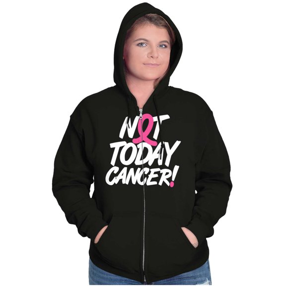 Not Today Breast Cancer Awareness BCA Womens Plus Size Graphic Zipper Hoodie Brisco Brands 2X