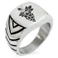 thumbnail image 1 of Stainless Steel Dionysus Greek God of Wine Chevron Pattern Biker Style Polished Ring, 1 of 1