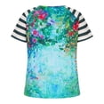 thumbnail image 3 of Women's Hauts d'Été à Rayures Imprimées Manches Courtes Col Rond T-Shirt Ample, 3 of 7