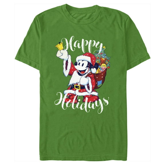 Men's Mickey & Friends Christmas Happy Holidays Mickey  Graphic Tee Kelly Green 3X Large