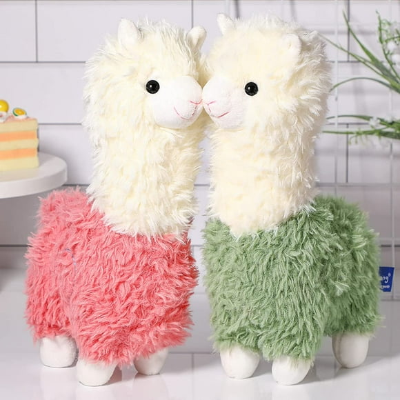 2 Pieces 11 Inches Llama Stuffed Animal Llama Plush Stuffed Alpaca Plushie Stuffed Llama Alpaca Plush for Doll Girls Present Baby (Green, Pink)