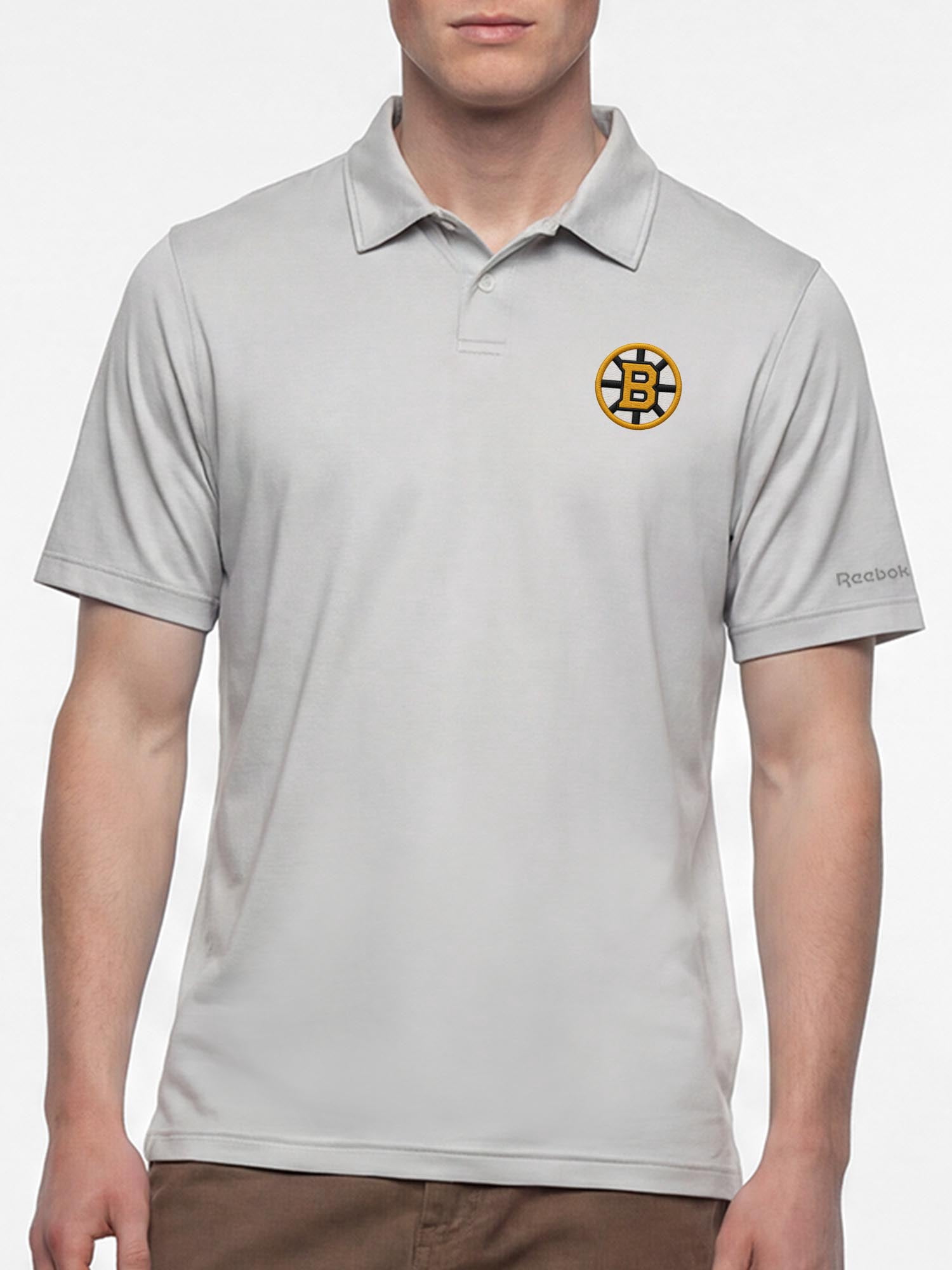 Boston Bruins Reebok Mens Gray Short Sleeve Polo Shirt