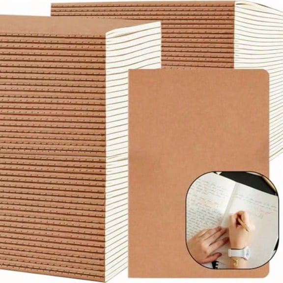 100 Pack A5 Lined Kraft Notebook Journals 8.3x5.5 InTravel Journals Notebooks BulkSubject Notebooks 34 Sheets 68 Pages for Writing School Office plies Lined-100 Pack