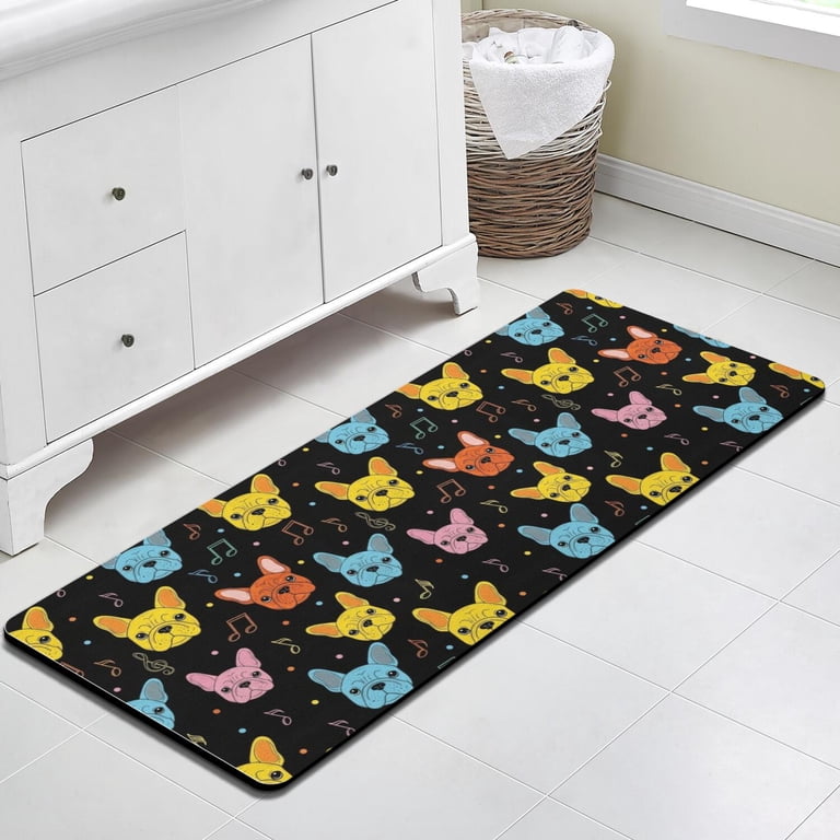 Music Notes Quickest French Bulldog and Music Note Diatomite Bath Mat, Entryway Floor Pad ...