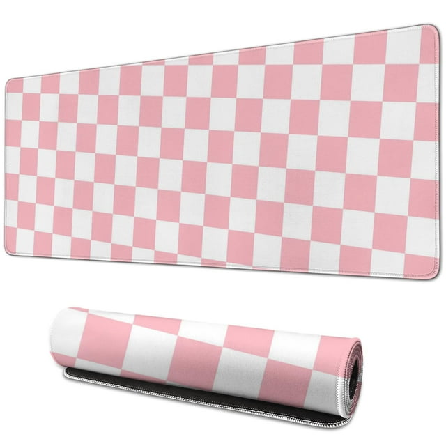 Eye-Catching Orange Retro Chess Board Desk Mat – Extra Large Gaming Mouse Pad, Non-Slip Base, Stitched Edges – Perfect for Office, Computer, Keyboard – Measures 31.5x11.8in.