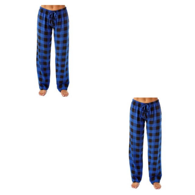 Guardurnaity Pantalón largo para mujer, reemplazo colorido, transpirable, Flexible, a cuadros, para dormitorio, suelto, para niñas, pantalones Azul oscuro L 2Conjunto