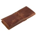 thumbnail image 1 of Rustic Genuine Leather Pencil Roll - Pen and Pencil Case - Dark Brown, 1 of 4
