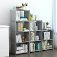 thumbnail image 5 of 9 Cube Storage Shelf Organizer DIY Bookcase Closet Cabinet for Office Home Bedroom, Gray, 5 of 6