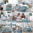 thumbnail image 5 of 3 Piece Turquoise Grey Duvet Cover Set Twin Size,Microfiber Comforter/Quilt Cover with Corner Ties and 2 Pillowcases,Abstract Square Graffiti Modern Smear All Season Soft Bedding with Zipper Closure, 5 of 8