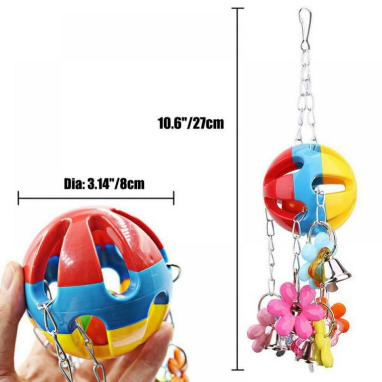 JOLLY Bird Acrylic Chew Swing Biting Parrot Toys Colorful Hanging Bell Ball Toy with Bells for Parrots Birds Cage Accessries for A Wide Variety of