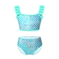 thumbnail image 1 of RUNQHUI Little Gilrs Two Pieces Fish Scales Tankini Swimsuits Ruffle Top Bottoms Bathing Suit Green 6, 1 of 6