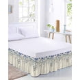 thumbnail image 2 of Blue Flower Bed Skirt King Size, Farmhouse Eucalyptus Retro Country Plant Wrap Around Bed Skirting with Adjustable Elastic Strap, Dust Ruffle Pleated Bedskirts 16 Inch Drop for Bedroom King Beds, 2 of 9