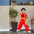 thumbnail image 2 of 1 juego de uniforme de artes marciales tradicionales chinas para niños, cómodo traje de Kung Fu para actuaciones, auténtico traje de entrenamiento de Tai Chi, 2 of 8