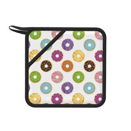 

1 PCS Pot Holders for Kitchen - Heat Resistant Silicone Pot Holders with Hanging Loop Cartoon Colourful Donuts Non Slip Oven Hot Pads Potholders for Decor Baking Cooking Kitchen