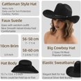 thumbnail image 3 of Big Cowboy Hat for Women and Men, Wide Brim Cattleman Style, Western Cowgirls Beach Hat, Durable Straw Material, 3 of 5