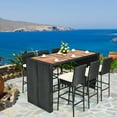thumbnail image 1 of Gymax 7PCS Rattan Wicker Bar Set Patio Dining Furniture w/ Wood Table Top 6 Stools, 1 of 10