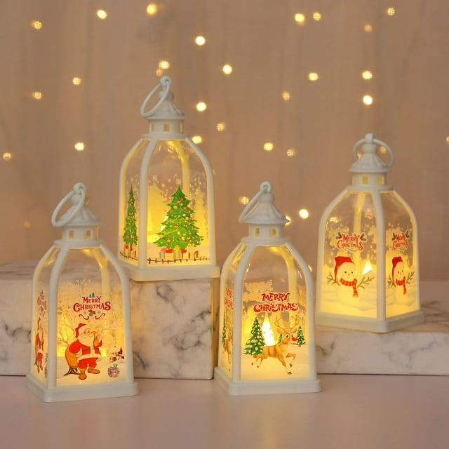 Xihbxyly Farol Navideño de Viento, Diseño Único de Vidrio Transparente, Bombilla Led con Brillo Cálido, Decoración Versátil para Escritorio y Colgante, Ideal para Fiestas Navideñas, Bodas, Listo para
