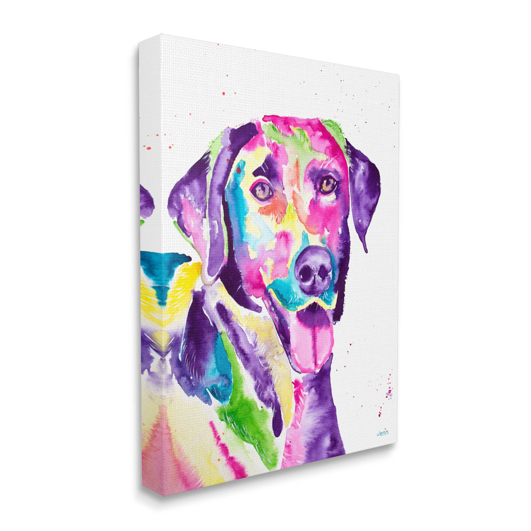Purple Lab Dog Happy Retriever Animals & Insects Graphic Art Gallery Wrapped Canvas Print Wall Art