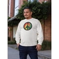 thumbnail image 3 of Old Glory Mens Rasta Tie Dye Peace Sign Distressed Halftone Long Sleeve Graphic T Shirt, 3 of 6