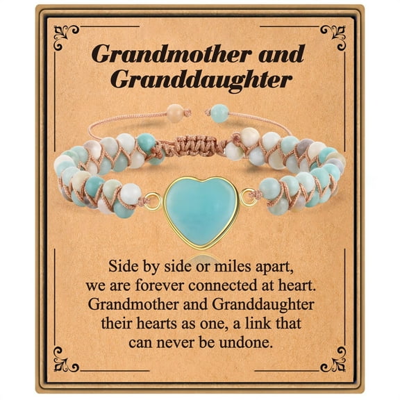 IEFSHINY Gifts for Grandma Granddaughter Daughter, Natural Stone Bracelets Gifts Adjustable Natural Handmade Turquoise Bracelet Gifts for Grandma