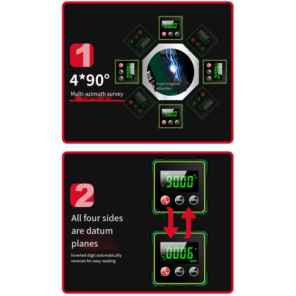 Type-c Rechargeable Level with Magnetic Base & LCD Display