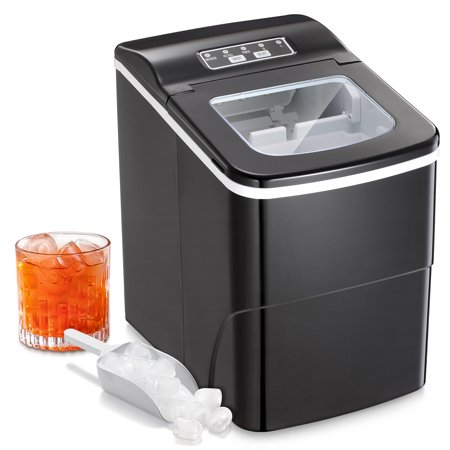 KISSAIR Ice Makers Countertop, 26lbs/24hrs Portable Bullet Cubed Ice Machine, 9 pcs/6-8mins,for Home/Bar/Office (Black)