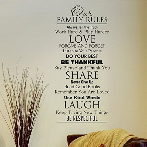 Decal ~ Our Family Rules #2 : Wall Decal, ~ 20" x 40" (Black)