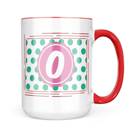 

Neonblond Monogram O White Green Polka Dots Mug gift for Coffee Tea lovers