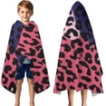 thumbnail image 3 of Pink and Black Of Leopard Print Hooded Bath Towel，50"x30" for Ages 3 To 12 Kids, Quick Dry Lightweight Soft Microfiber Hood Beach Towel Cover Up for Kids, 3 of 7