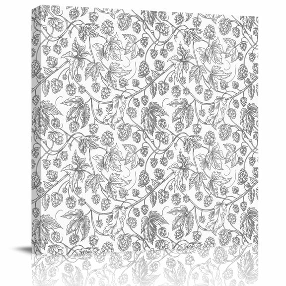Framed Canvas Wall Art for Living Room Black White Floral Branch Wall Decor, Vintage Flower Thread Aesthetic Paintings for Bedroom Office Kitchen, Ready to Hang Artwork Wall Pictures 8x8 Inch