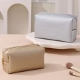 thumbnail image 2 of bestolf Portable Cosmetic Bag Stylish Zippered Makeup Pouch Toiletry Organizer for Women Lipstick Makeup Brushes (Silver Small), 2 of 8