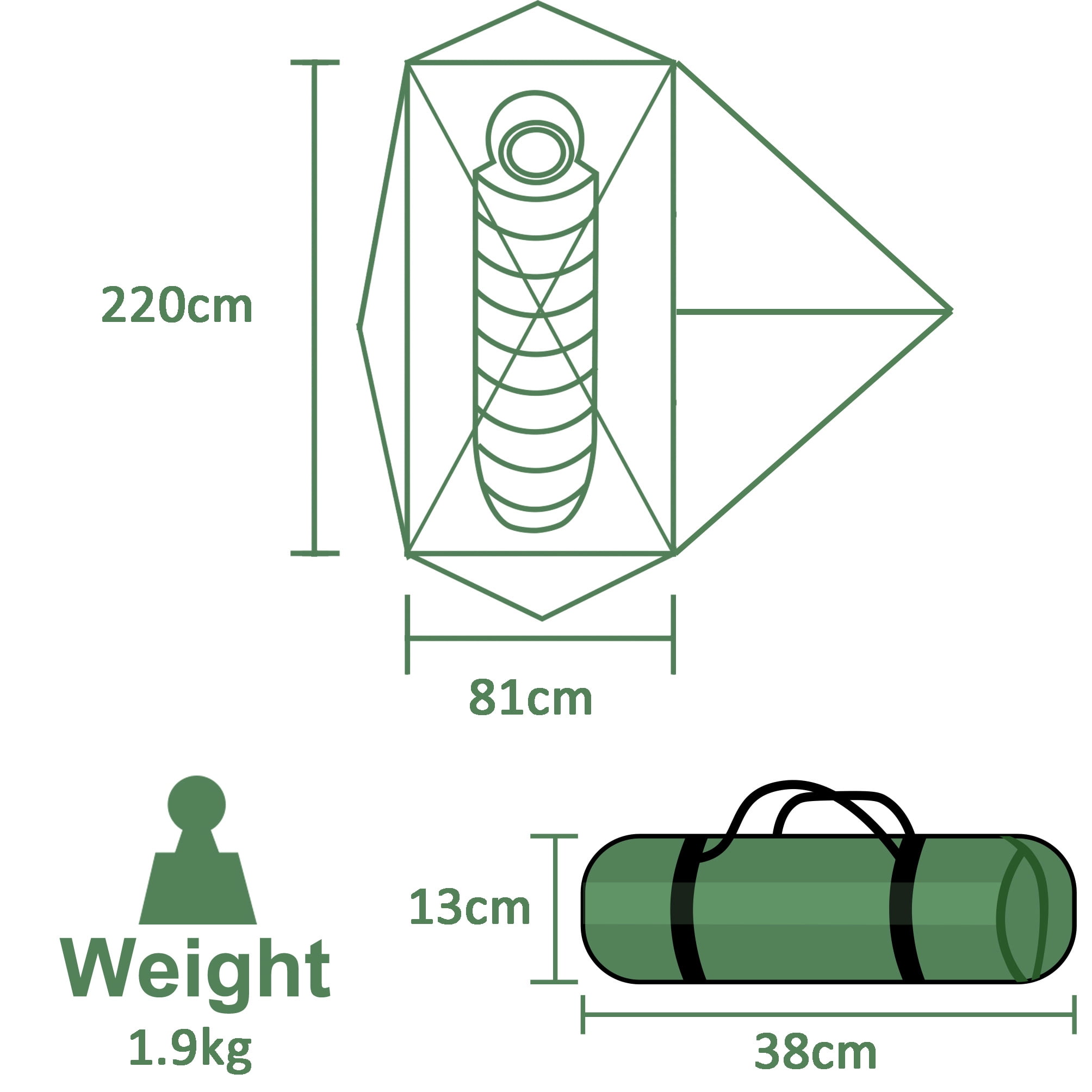 Tesleader Lightweight 1-Person Backpacking Tent, 3 Season Ultralight Waterproof Camping Tent, Green