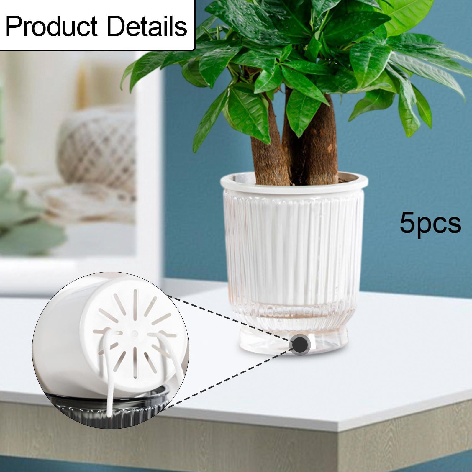 koolsoo 5 Pieces Self Watering Plant Pots Flower Pots Modern Home Decor Gardening Planters Indoor Outdoor Plants for Restaurant Patio Transparent 10.8x12cm