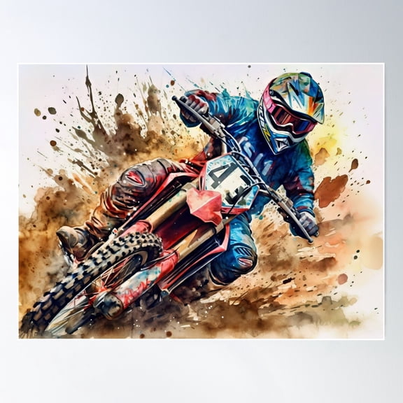 Motocross Action Poster Wall Art, Modern Wall Decor, 8x12 UNFRAMED