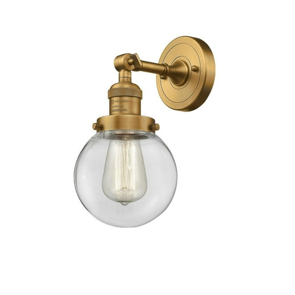 Innovations 203-BB-G202-6-LED Beacon 1 Light Sconce part of the Franklin Restoration Collection, Brushed Brass