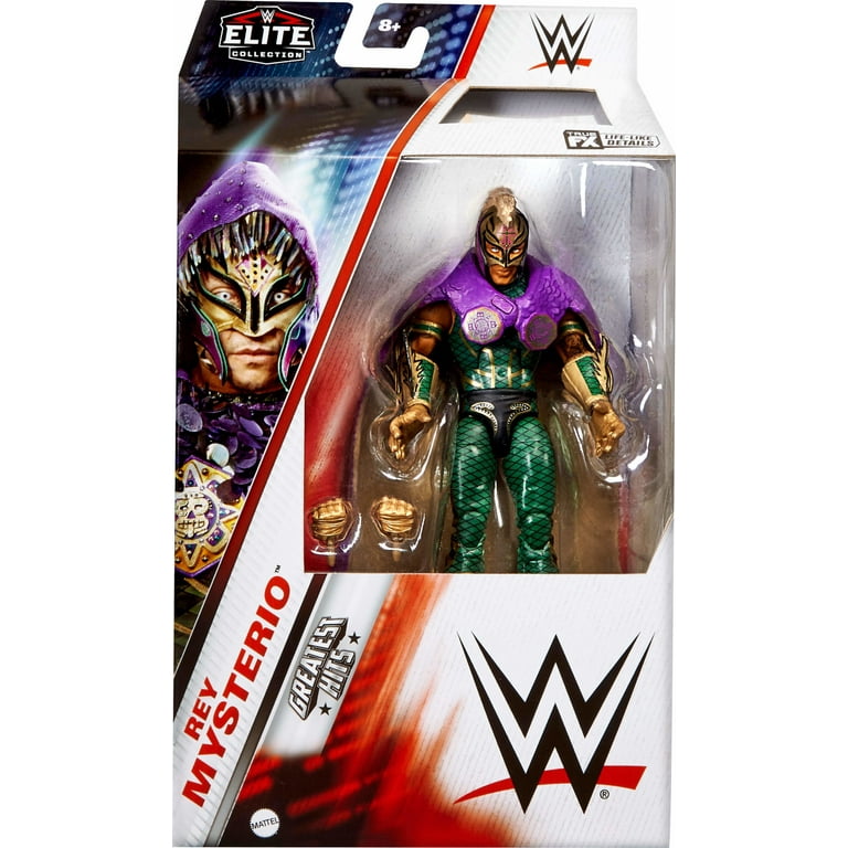 Mattel WWE Elite Collection - Set di action figure e accessori, Rey Mysterio, 15,2 cm, da collezione, con mani intercambiabili, anello e 25 punti di articolazione