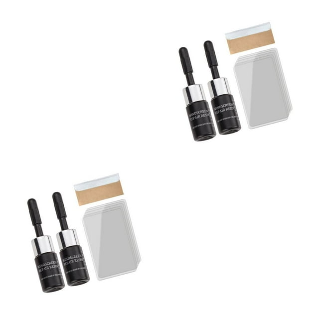 kurtrusly 1/2 Set DIY Car Glass Repair Liquid Screen Windshield Cracked Automotive Repairing Window Chip Fluid Tools Kit Renovate 2 Pieces black+tool 2Set