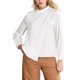 thumbnail image 1 of INSPIRAR CHIC Blusa de satén de cuello alto para mujer, de manga larga, con frente plisado, para trabajo y oficina, color blanco, 1 of 5